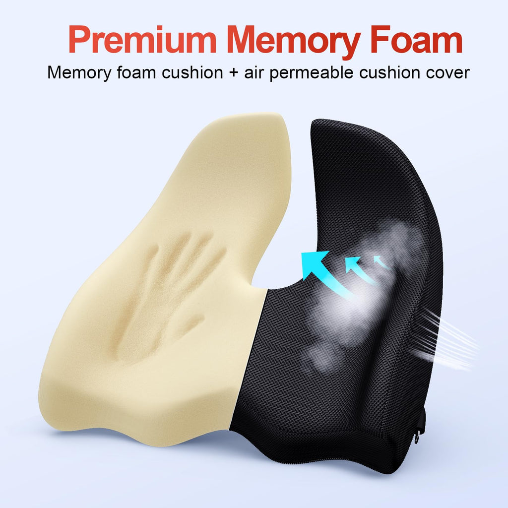 Benazcap X-Large Memory Foam Seat Cushion for Office Chair – Black