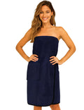 Morgenstern Women's Cotton Sauna Sarong – Blue Terrycloth Spa Wrap