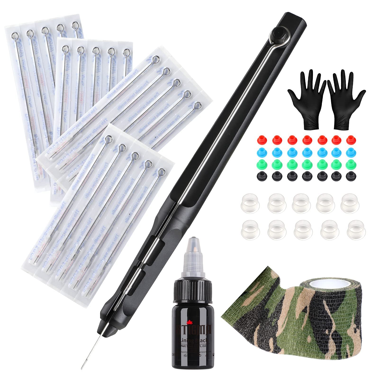 Stigma Hand Poke Tattoo Kit | Aluminum Alloy Pen with 20 Sterile Needles
