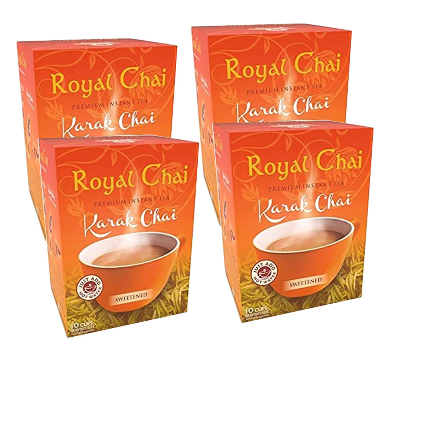 Royal Chai Instant Karak Indian Tea – Sweetened Cardamom, 200g (4 Pack)