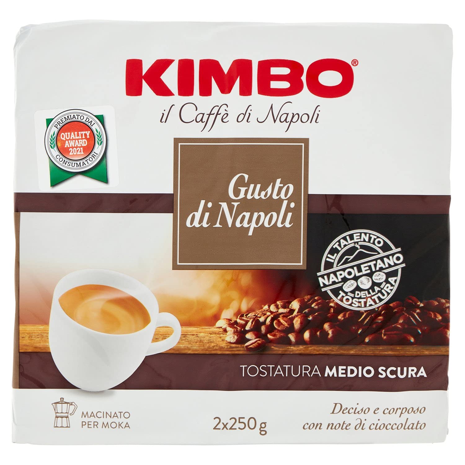 Kimbo Gusto di Napoli Ground Coffee – Dark Roast Arabica Blend, 1kg