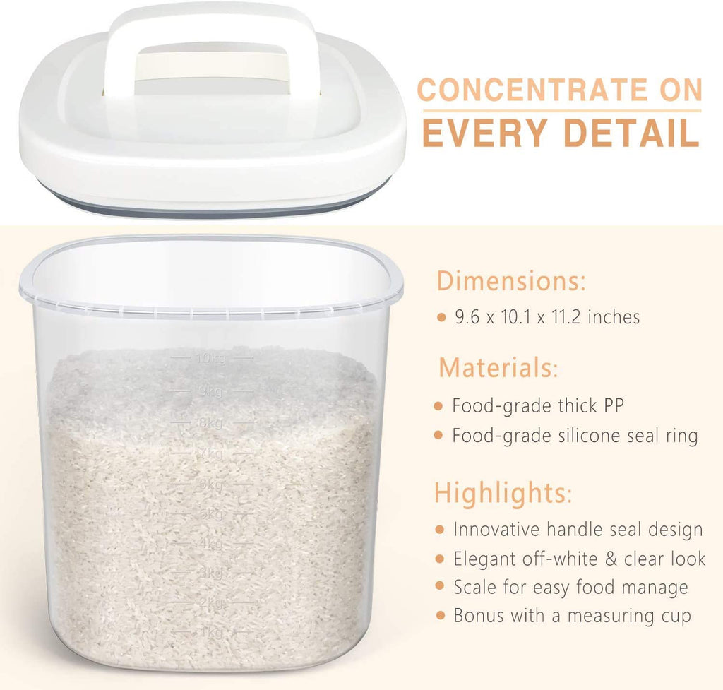 TBMax 10L Rice Storage Container – Airtight BPA Free Food Bin with Cup