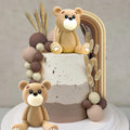 JeVenis 28 PCS Boho Rainbow Teddy Bear Cake Topper for Baby Shower