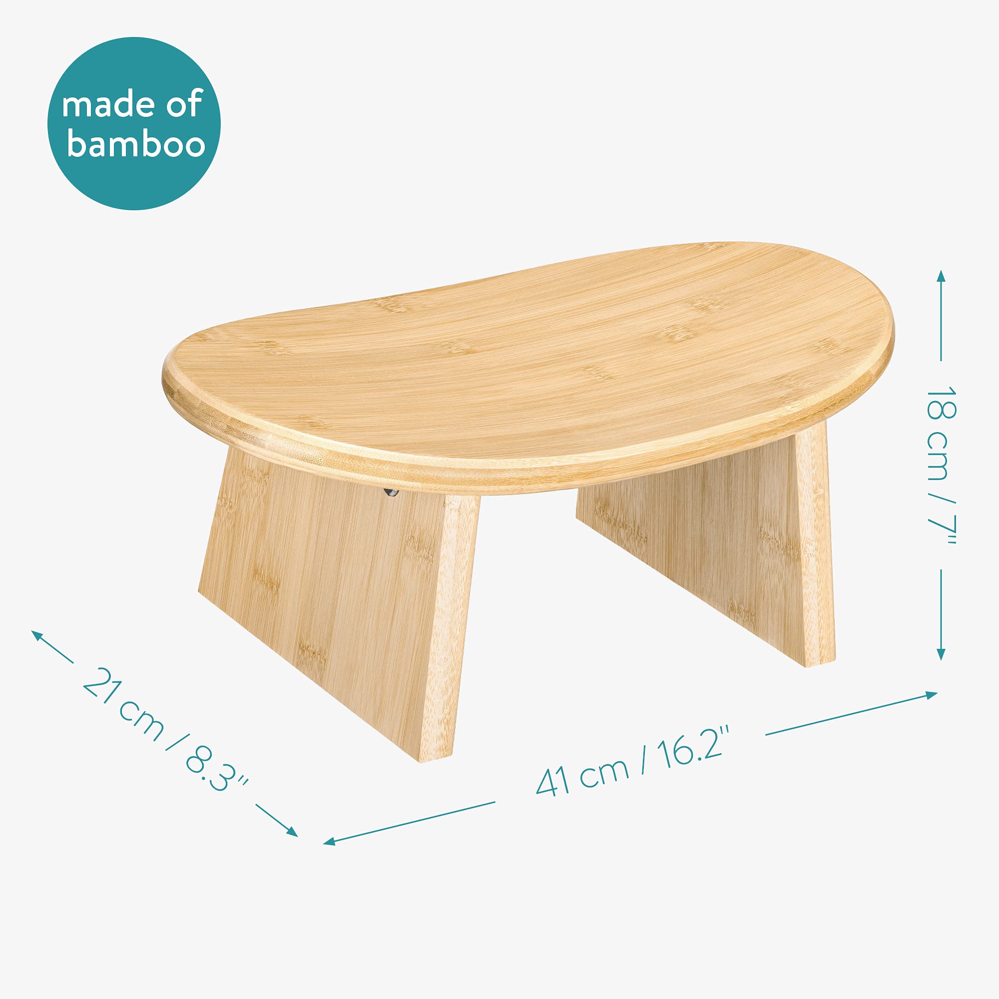 Navaris Bamboo Meditation Stool – Angled Ergonomic Yoga Bench, Light Brown
