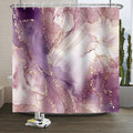 Xiaoterna Marble Shower Curtain | Purple & Gold Waterproof Polyester Fabric