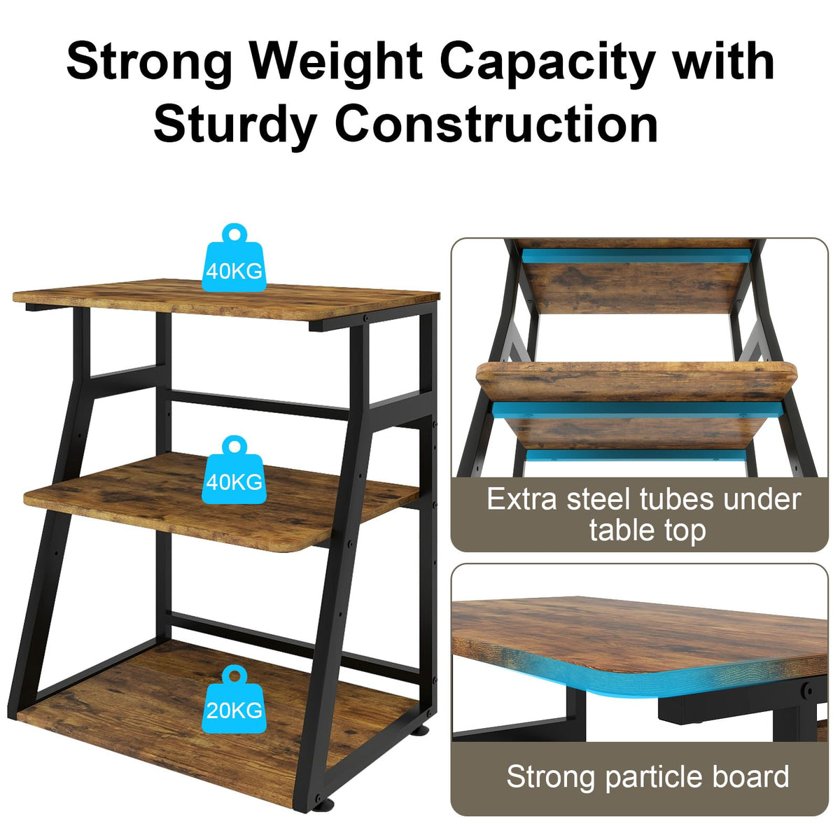 PUNCIA 60x50x75cm Printer Stand, 3 Tier Printer Table with Storage - image 3