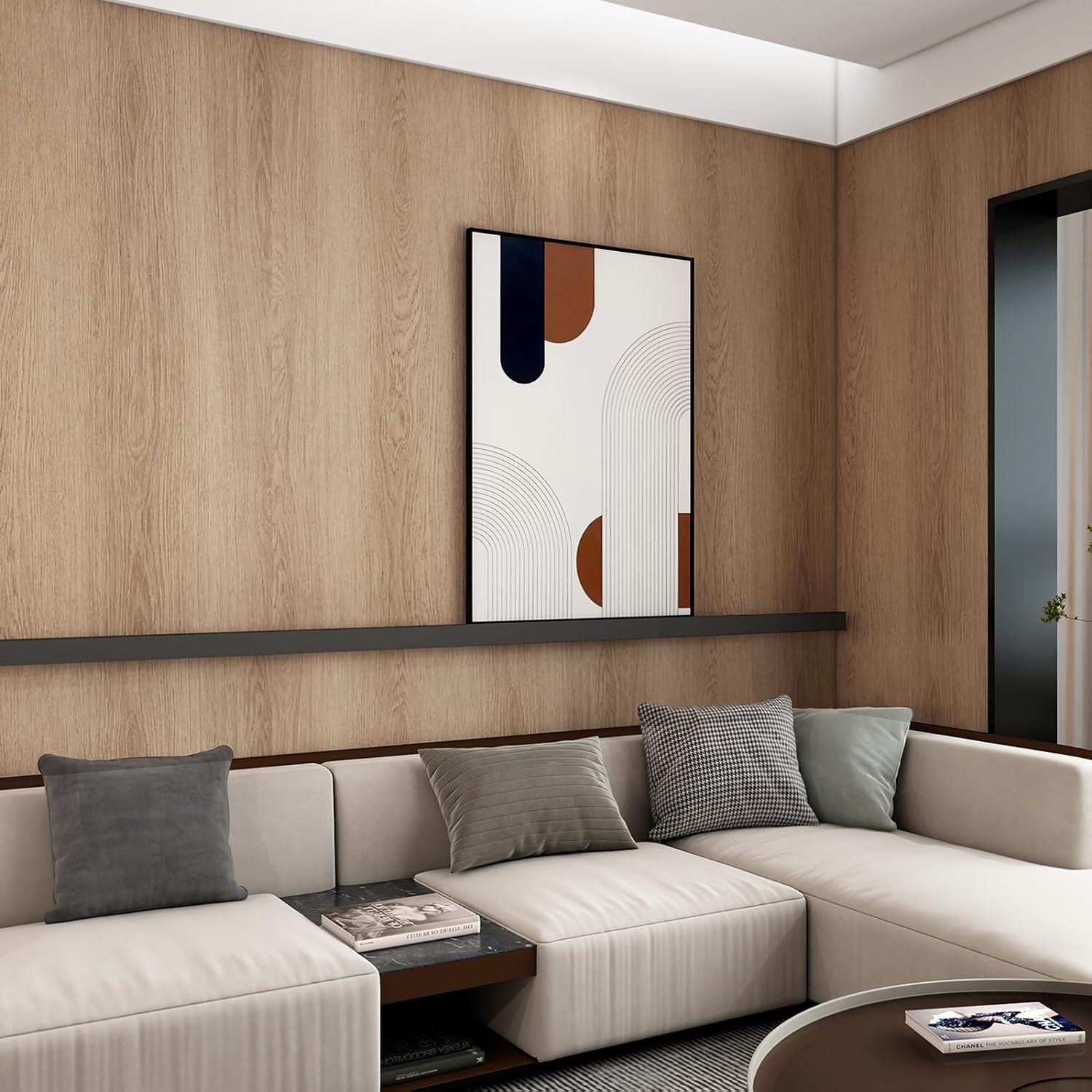 TOTIO Walnut Wood Effect Wallpaper – Matte Peel and Stick Vinyl 31.5x157in