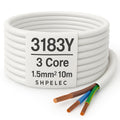 SHPELEC 1.5mm 3 Core Flexible White PVC Cable – BASEC Approved 10m