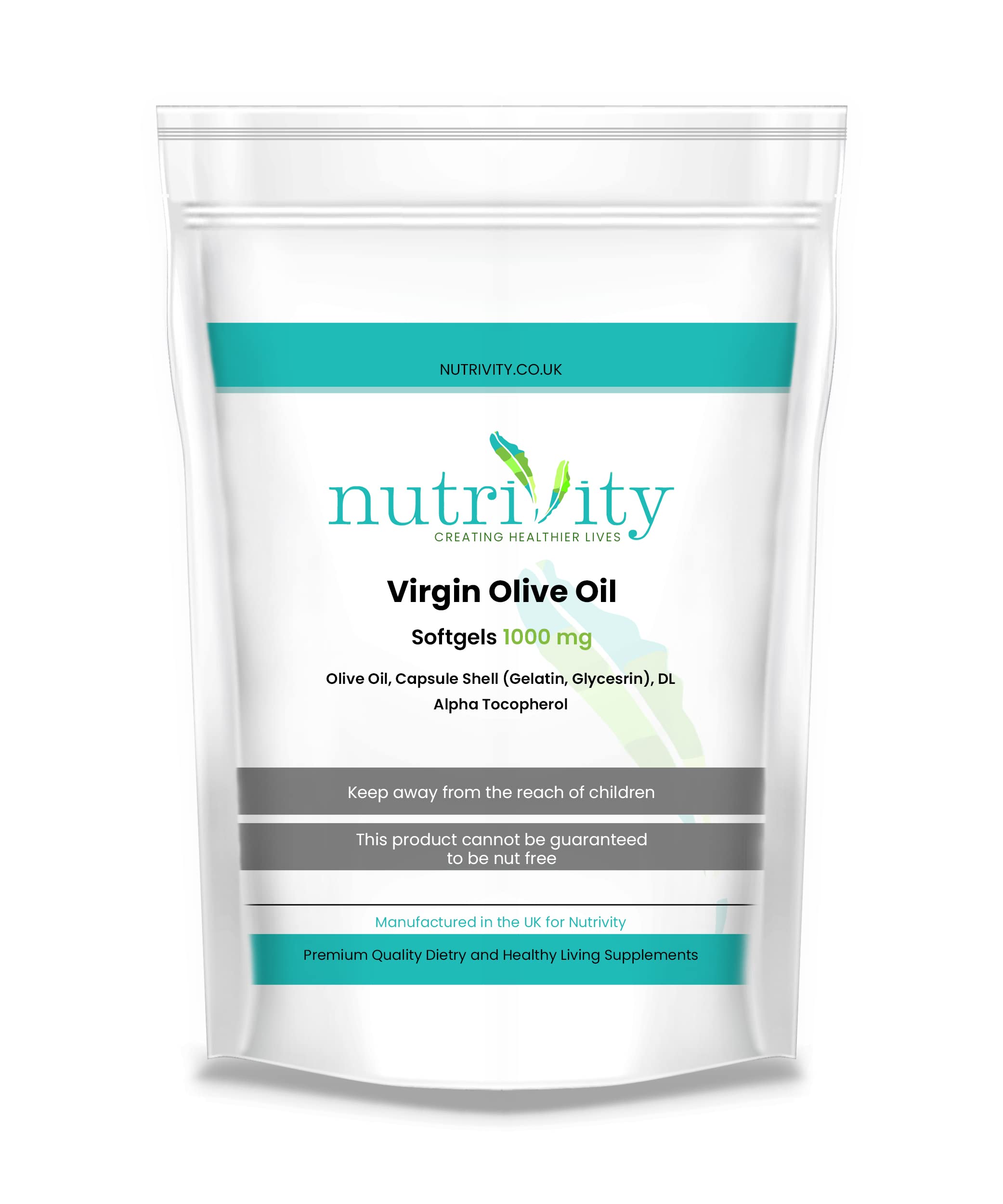 Nutrivity Virgin Olive Oil 1000mg Capsules | Omega 3-6 Heart Health | 120ct