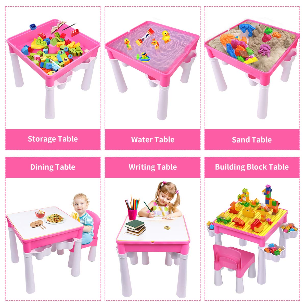 burgkidz Toddler Activity Table and Chair Set with 128 Building Bricks