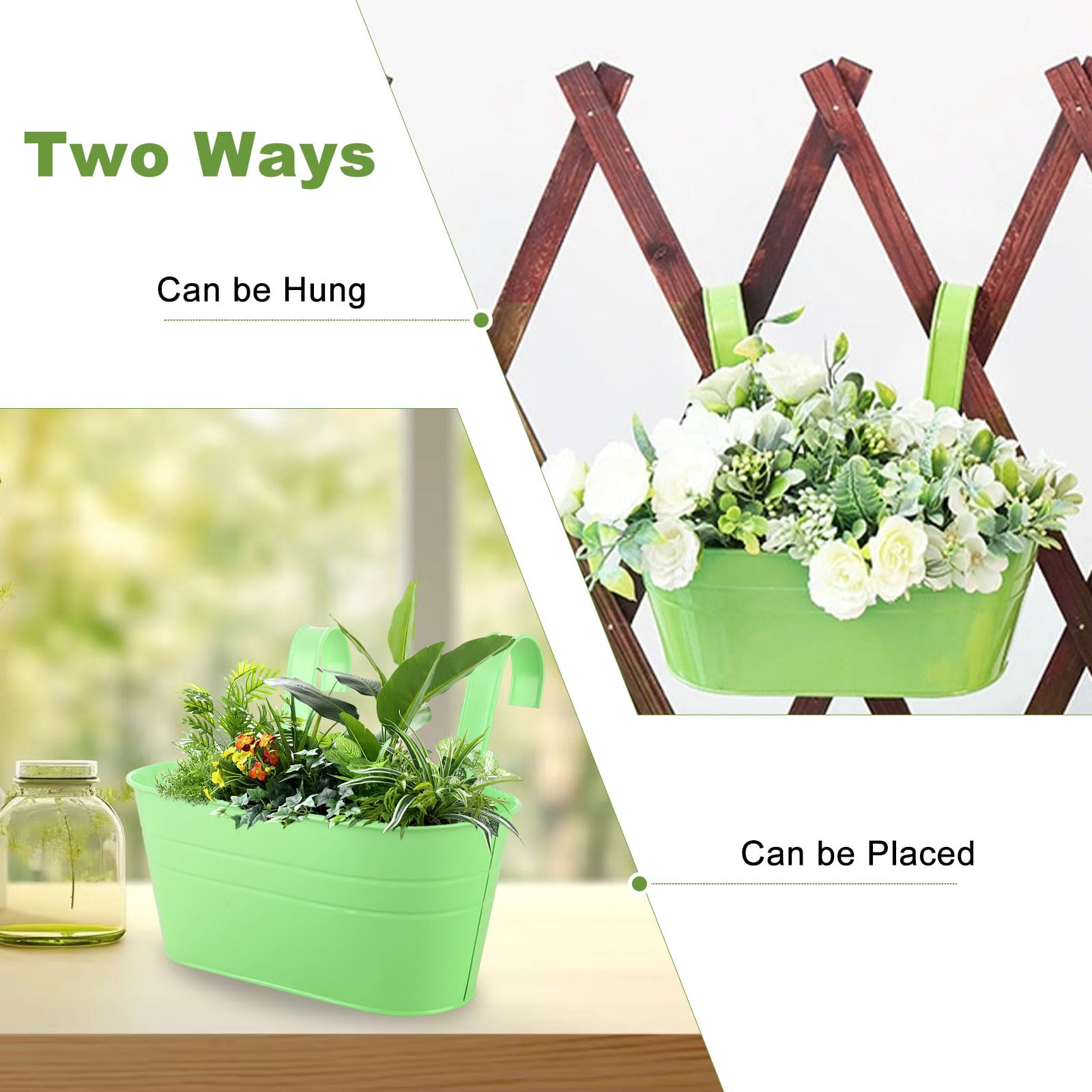 APACALI 8 Pack Metal Hanging Plant Pots – 27cm Balcony Railing Planters