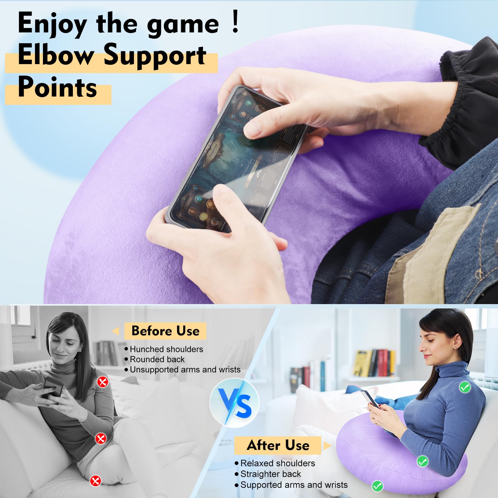Jolof Store Reading Gaming Pillow – Ergonomic Arm Support Lap Desk