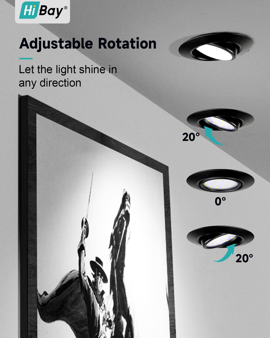 HiBay 8-Pack Ultra Slim LED Recessed Spotlights | Matte Black 5W Tilt Downlight