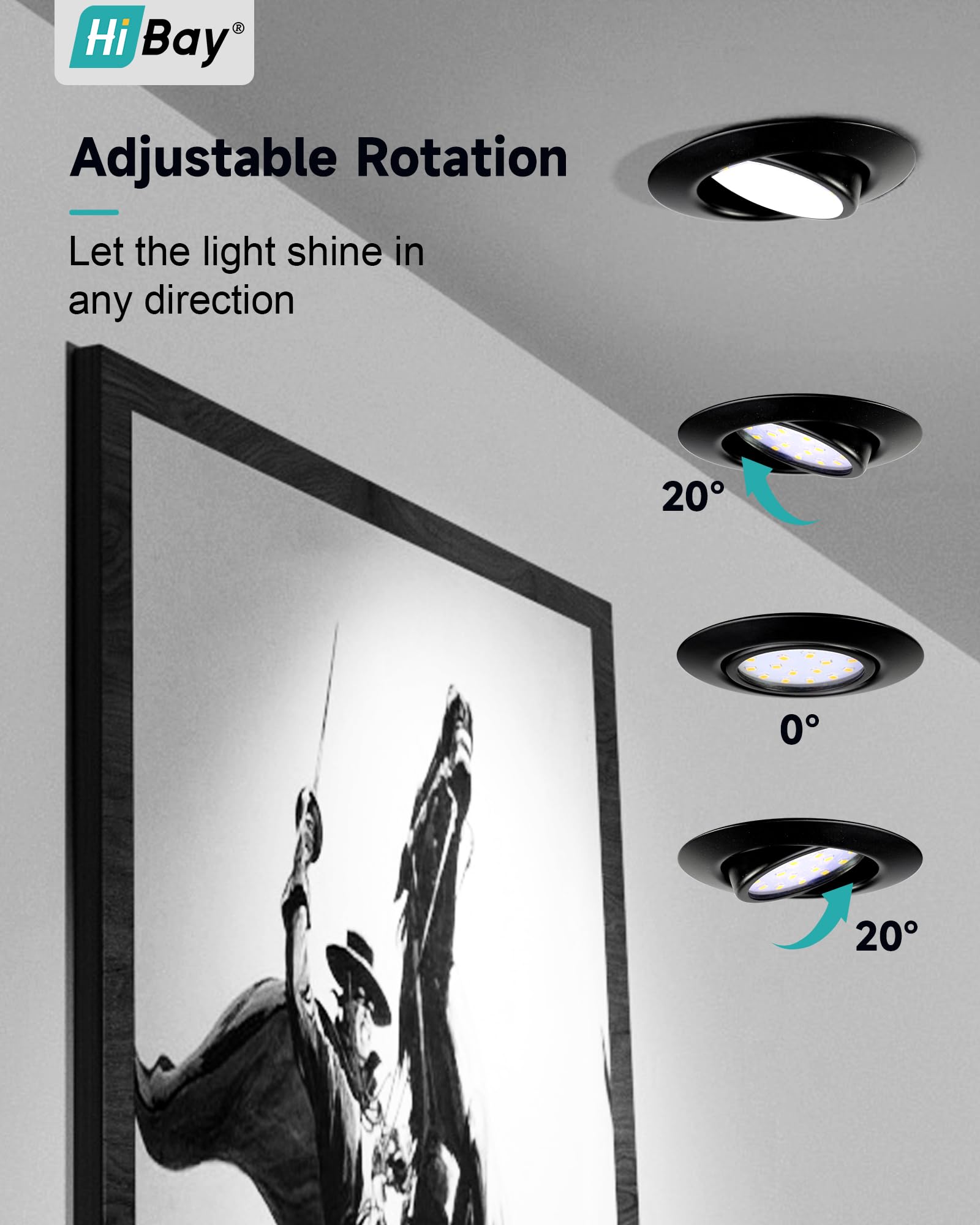 HiBay 8-Pack Ultra Slim LED Recessed Spotlights | Matte Black 5W Tilt Downlight