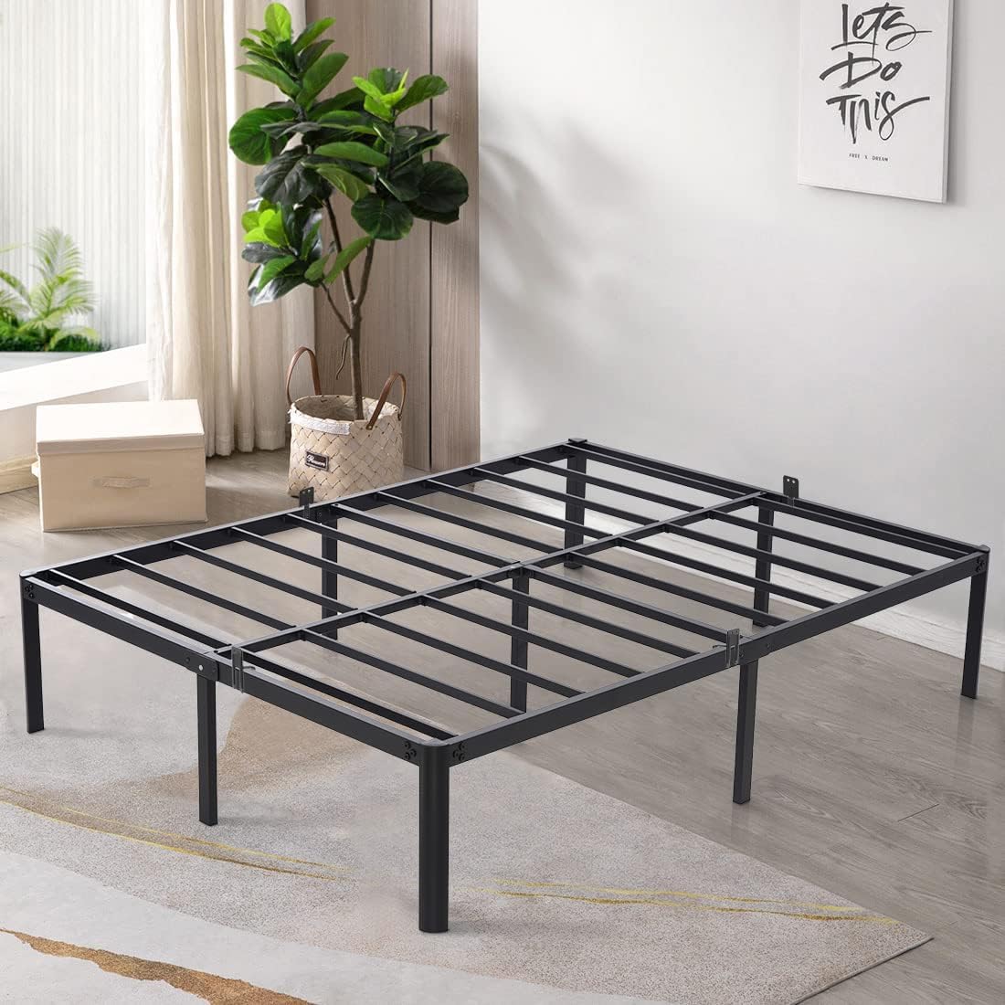 TATAGO Heavy Duty Metal Platform Bed Frame - Queen Size with Storage