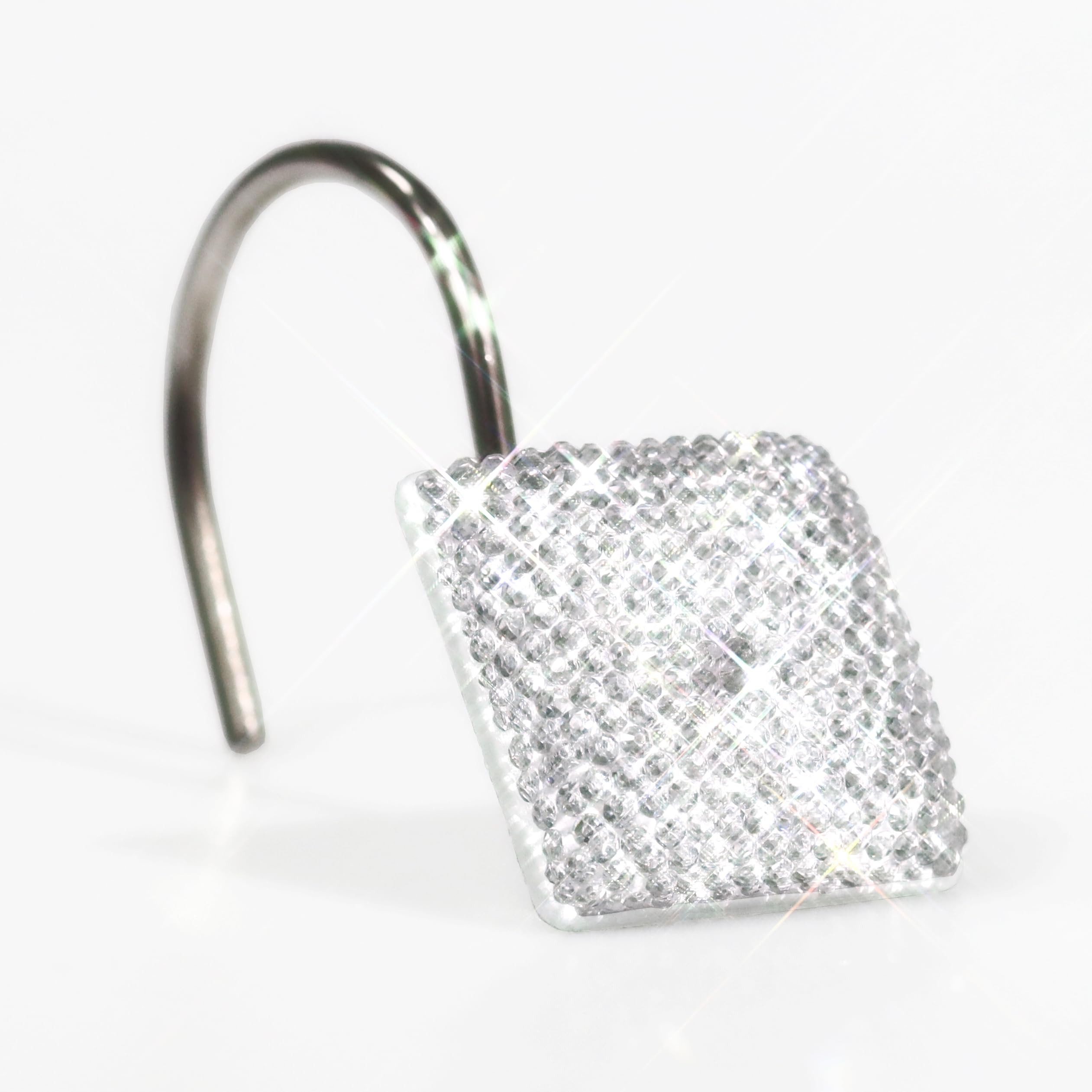 Jolof Store Diamond Clear Shower Curtain Hooks | Rhinestone Stainless Steel