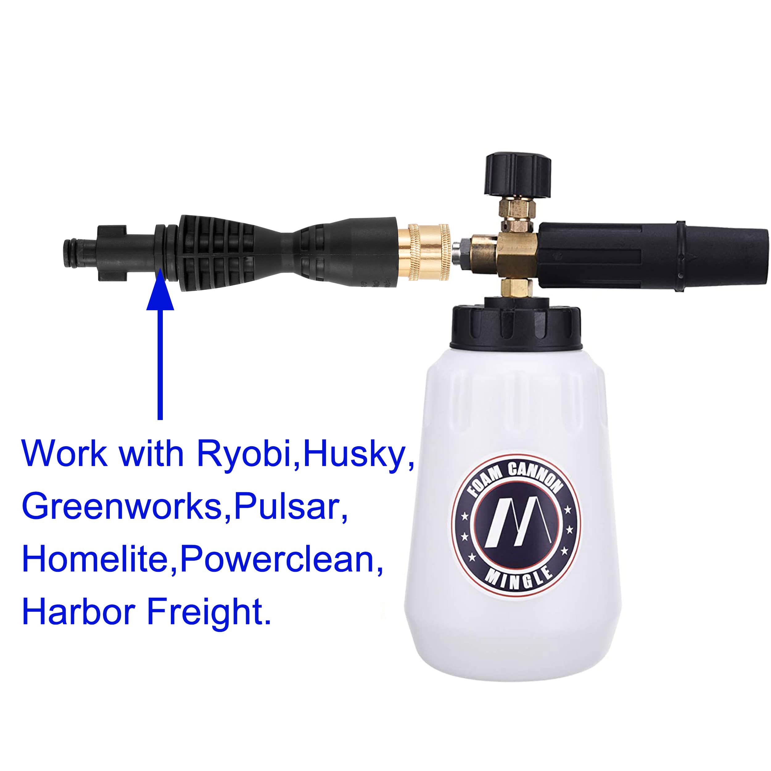 M Mingle Foam Cannon for Husky & Bosch – 1/4 Inch Quick Connect & 5 Nozzles