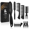 DUAIU 7-Piece Men's Hair Styling Set – Curved Vented Brush & Texture Combs