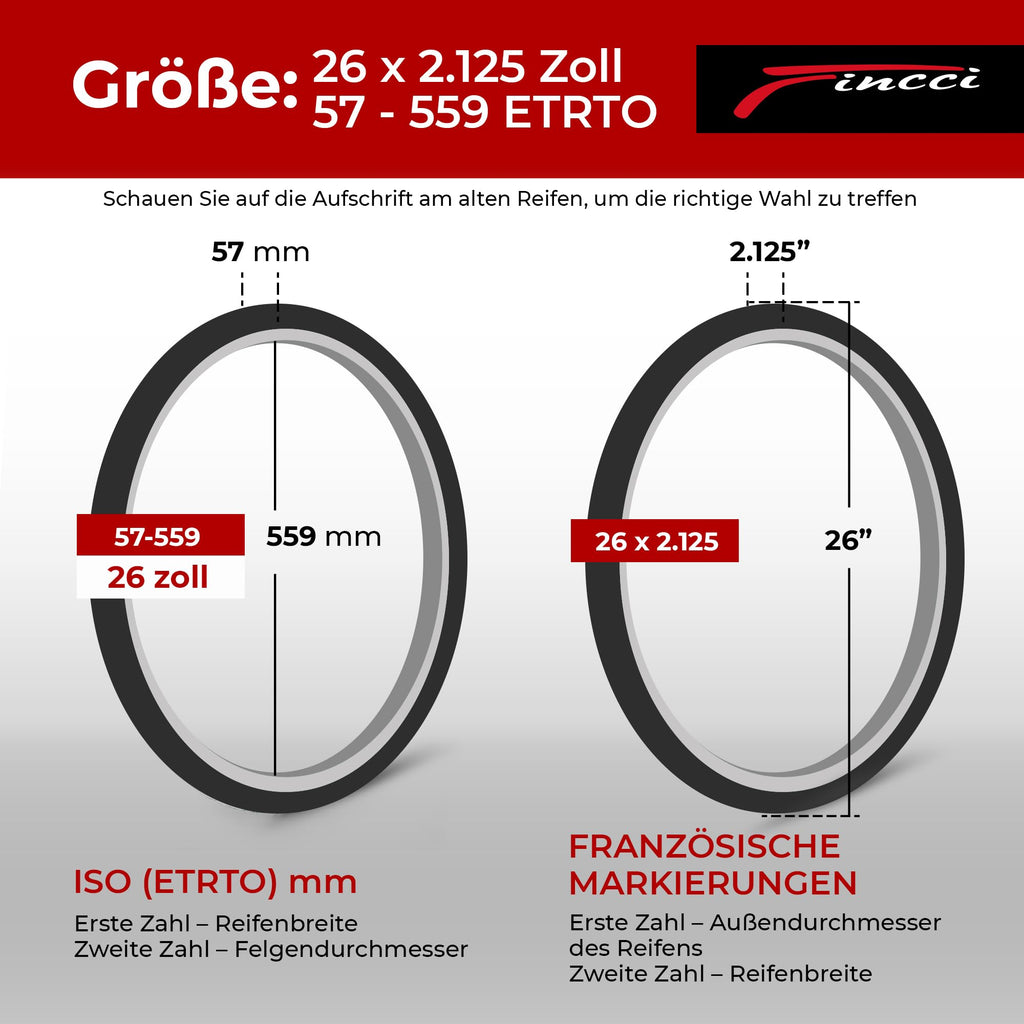 Fincci 26 x 2.125 Foldable MTB Tyres & Schrader Inner Tubes Set