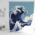 JJ PRIME Japanese Wave Shower Curtain - Waterproof & Mould Resistant