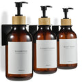 MaisoNovo Wall Mounted Shampoo Dispenser Set – 3 Amber Bottles with Pump