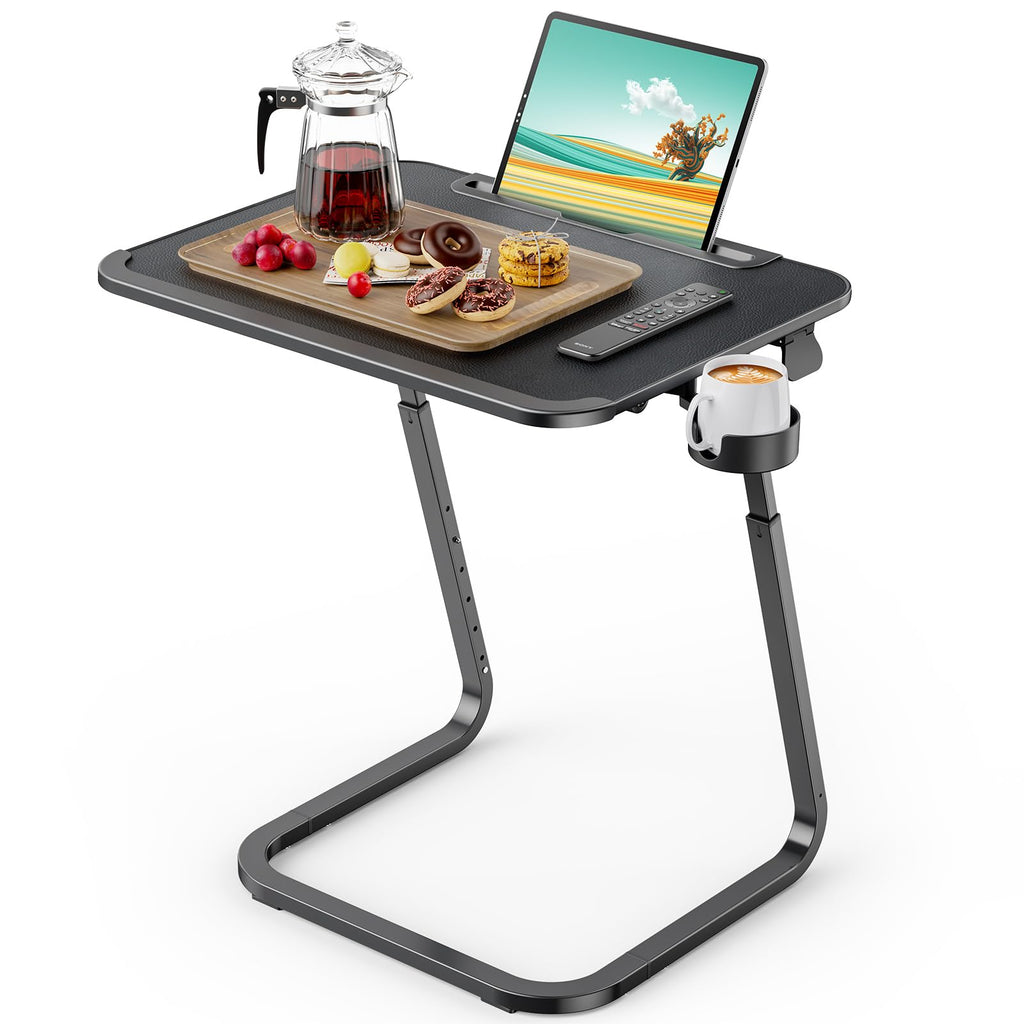 SAIJI Overbed Table – Adjustable Laptop Desk for Sofa with Tablet Slot