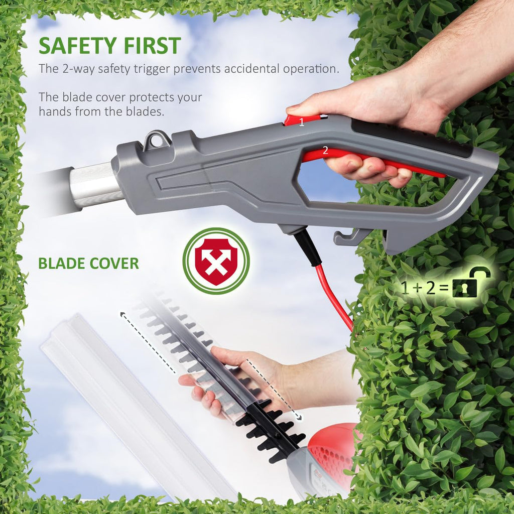 NETTA Pole Hedge Trimmer | 550W Long Reach 2.7m Extendable Electric Tool