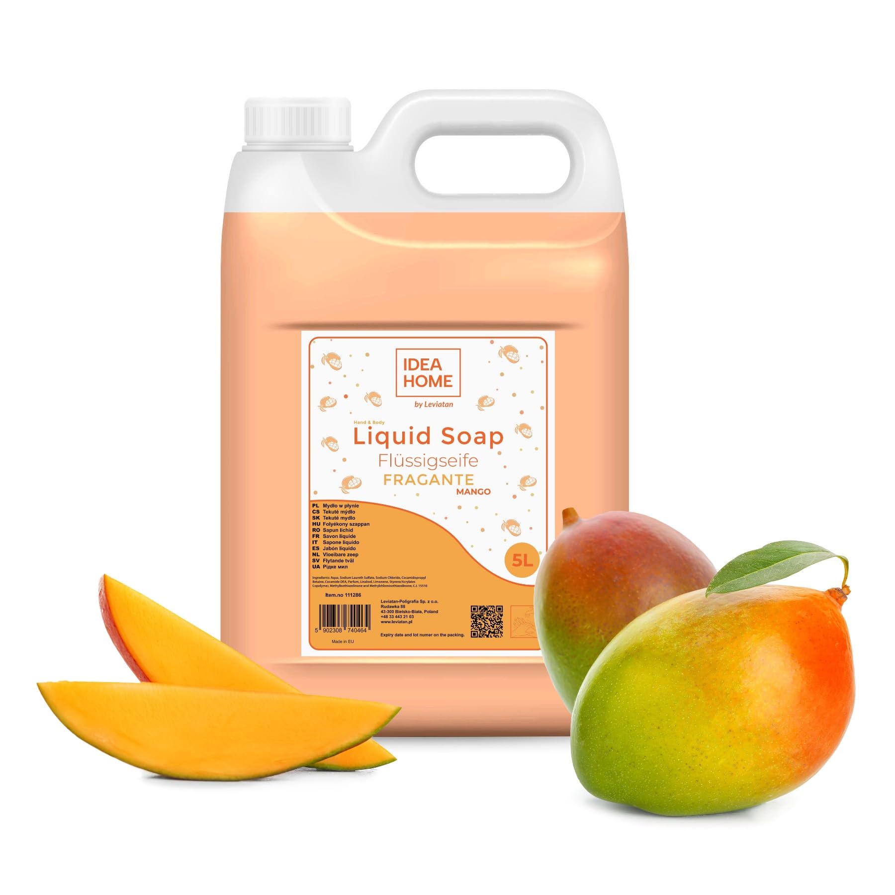 IDEA HOME Fragante Mango Liquid Hand Soap - 5L Bulk Cream Soap Refill