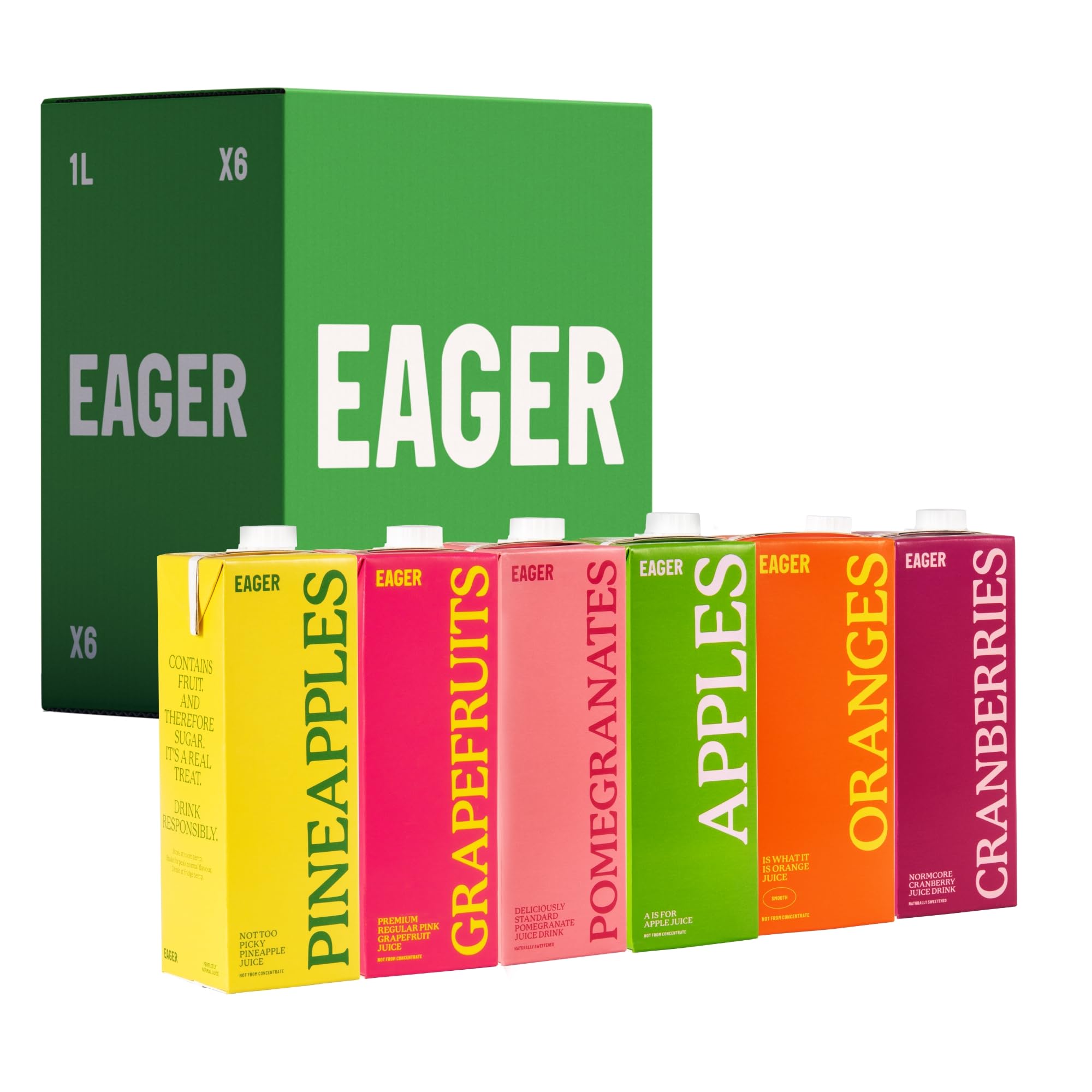 Eager Mixed Fruit Juice Pack | 100% Pressed & Squeezed | 6 x 1L Cartons