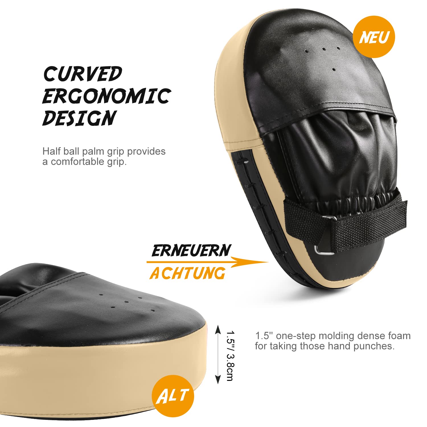 Odoland Boxing Punching Mitts and Kick Pad Set - PU Leather Focus Pads