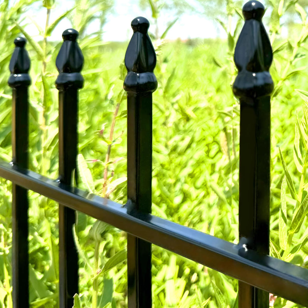 Thealyn Metal Garden Fence – 5 Panels No-Dig Wrought Iron Dog Fence, Black