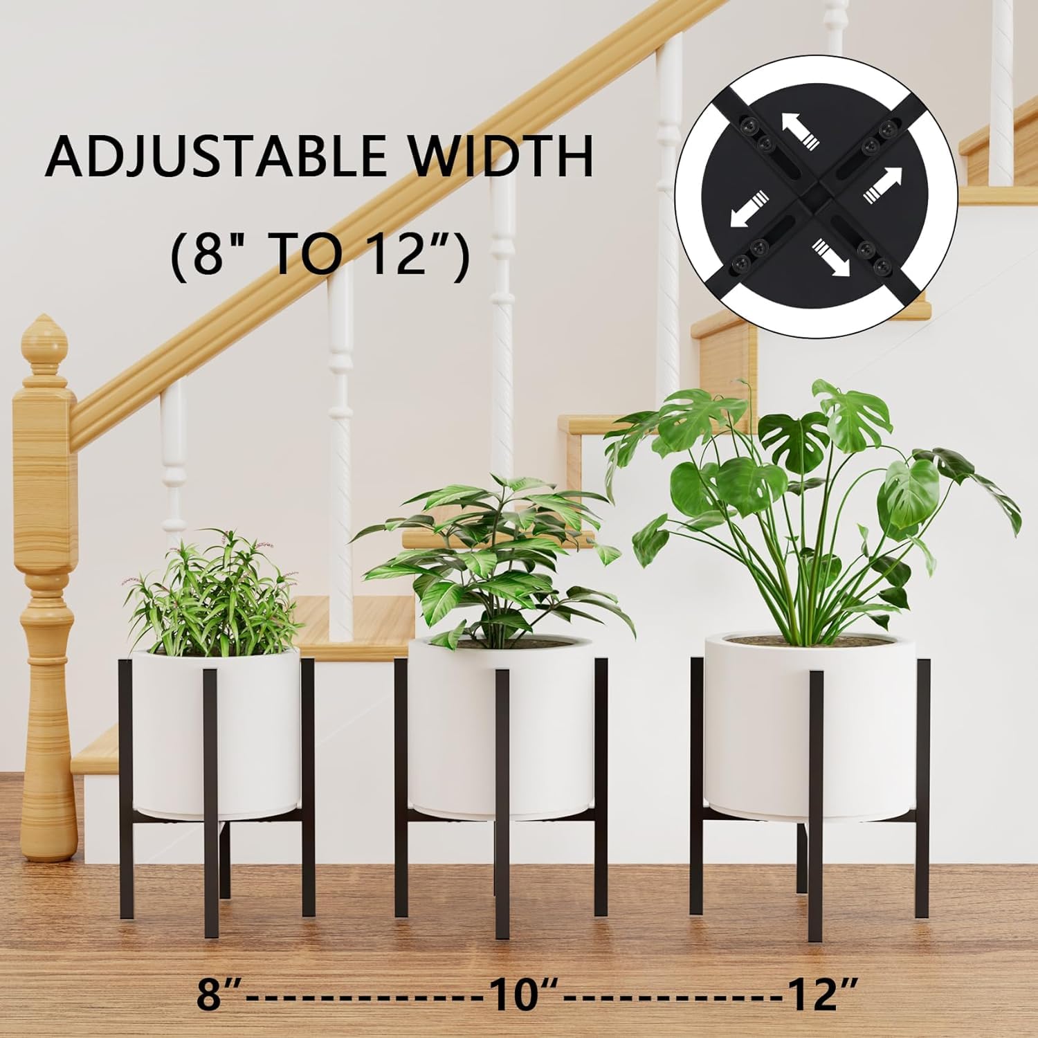 Jeackcelle 2-Set Adjustable Metal Plant Stand – Heavy Duty Mid-Century Rack