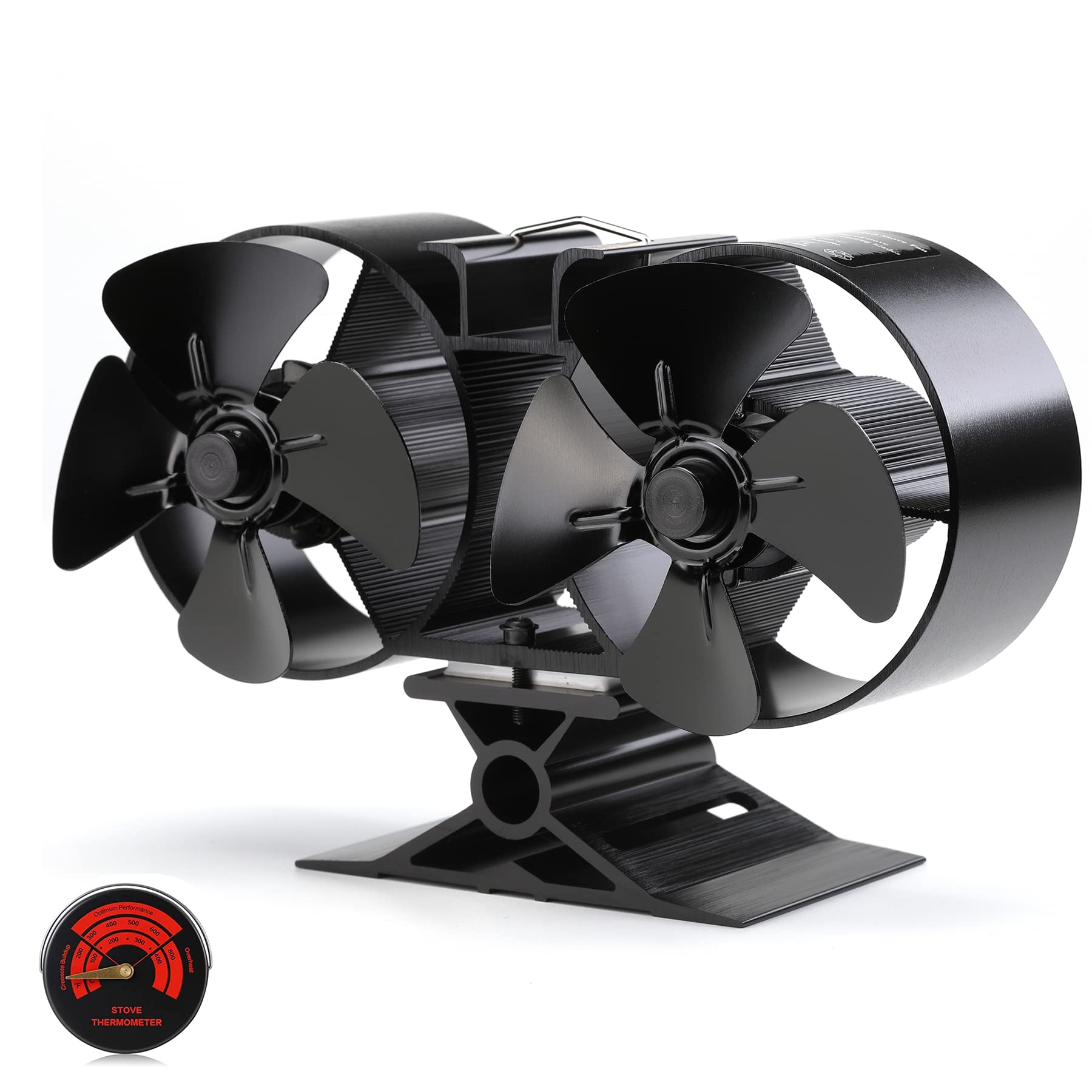 CRSURE 8-Blade Heat Powered Stove Fan | Silent Double Motor Log Burner