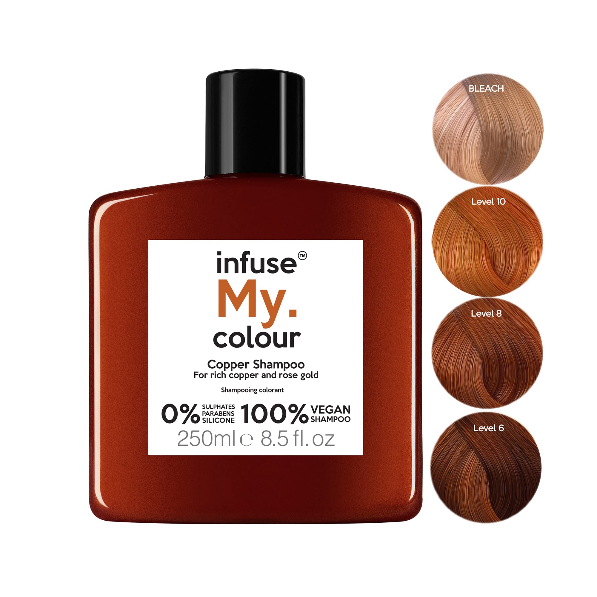 Infuse My. Colour Copper Shampoo – Vegan Color Depositing Hair Toner, 250ml