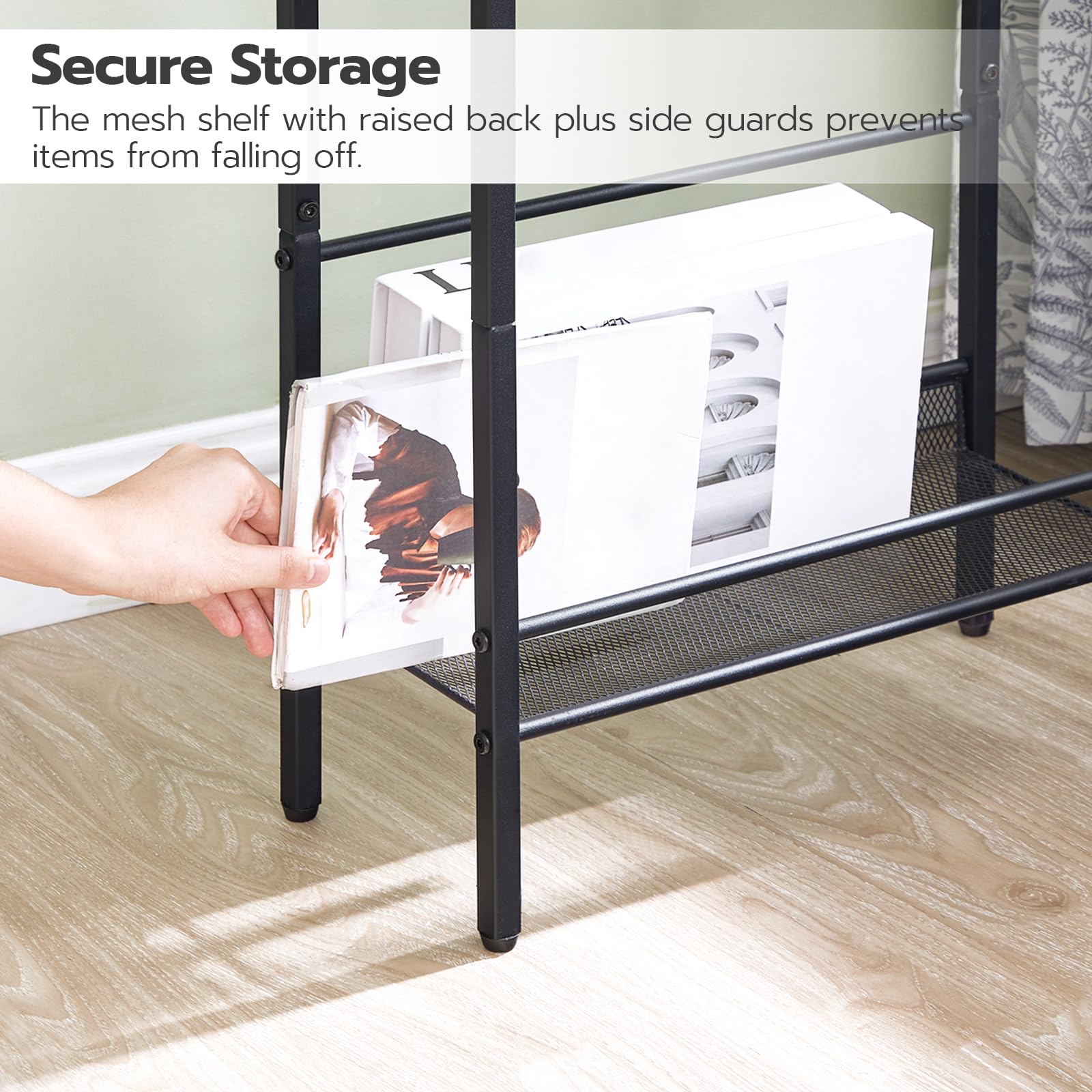 HOOBRO Slim Side Table with Charging Station | 3-Tier Narrow End Table