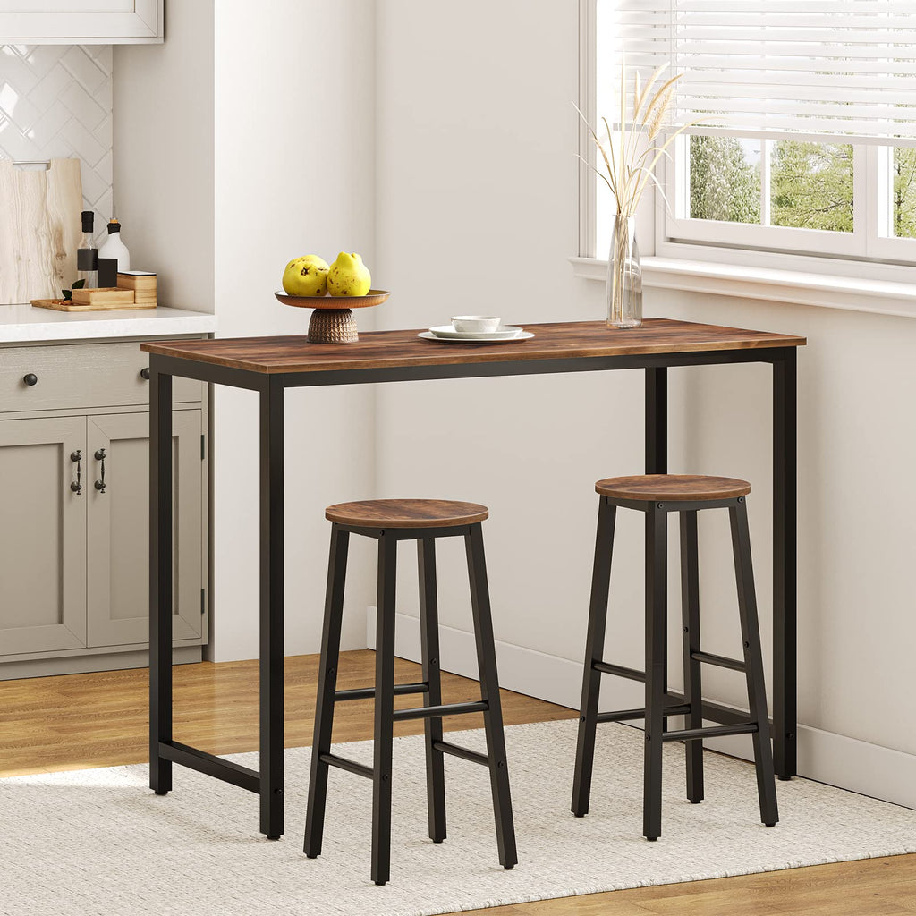 HOOBRO Industrial Bar Stools Set of 2 – 63 cm Rustic Brown & Black