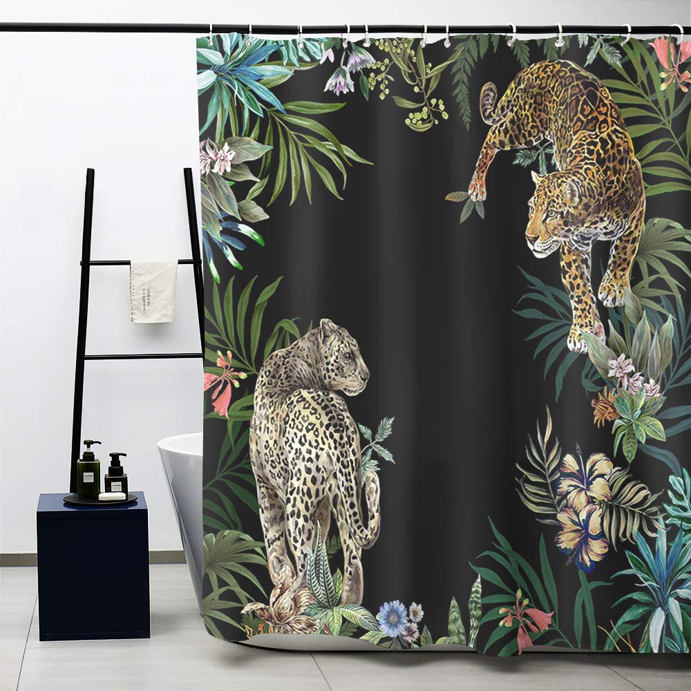 Jolof Store Leopard Jungle Shower Curtain | Heavyweight Polyester – 71x71