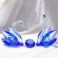Jolof Store Crystal Swan Figurines | 45th Sapphire Anniversary Glass Gift