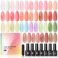 PEACECOLOR Jelly Gel Nail Polish Set | 25 Translucent Colors with Top Base