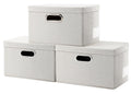 Prandom Storage Boxes with Lids Small,29x22x17cm,Beige3-Pack