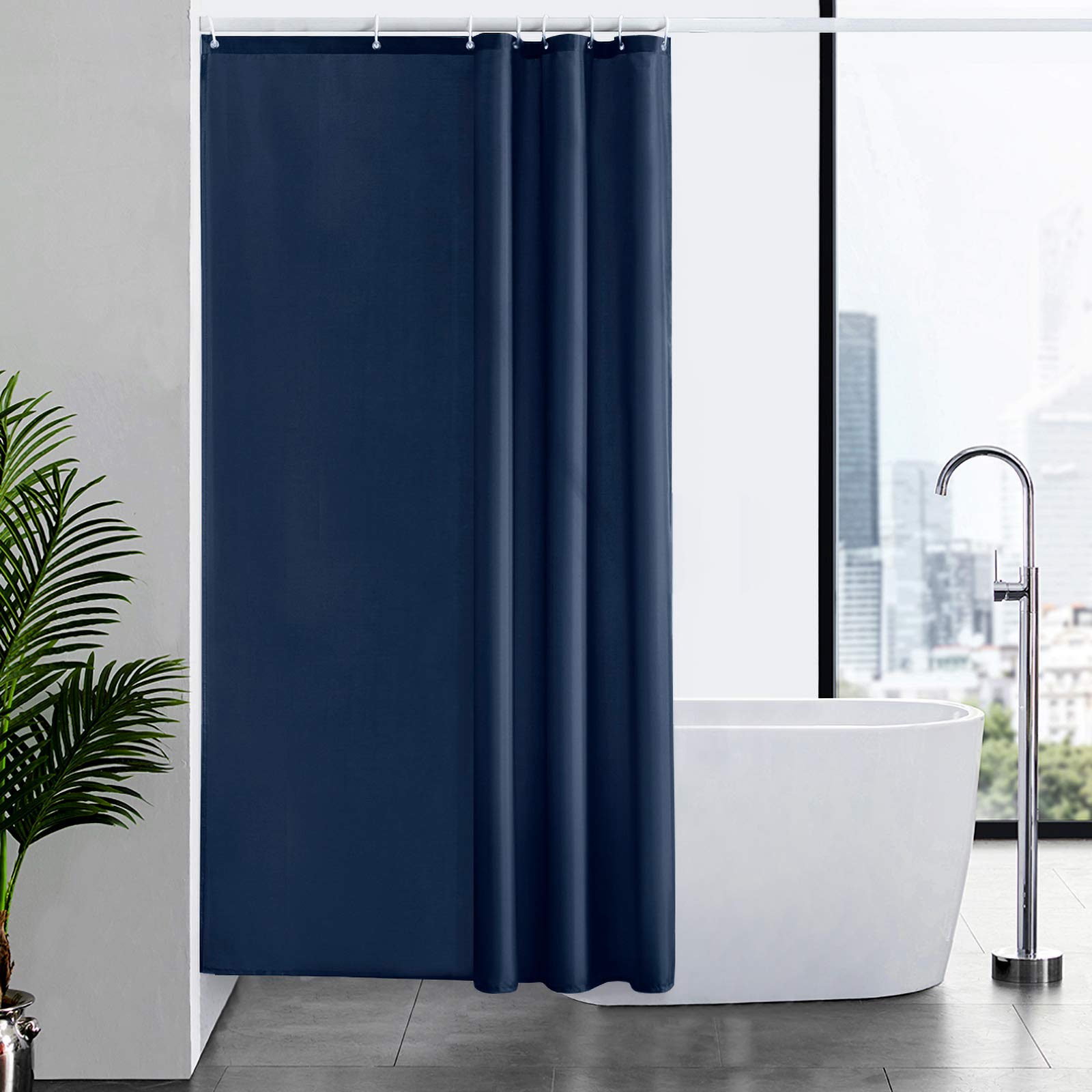 Furlinic Navy Shower Curtain | Mould Proof Waterproof Polyester – 47x78