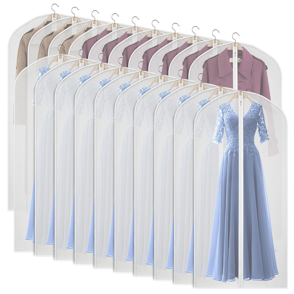 Univivi 60" Hanging Garment Bags - Set of 20 Clear PEVA Suit Covers