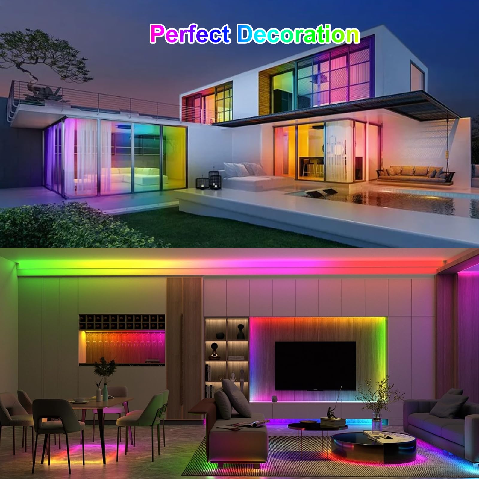 Icever WS2812B Individually Addressable RGB LED Strip - 16.4FT Black PCB