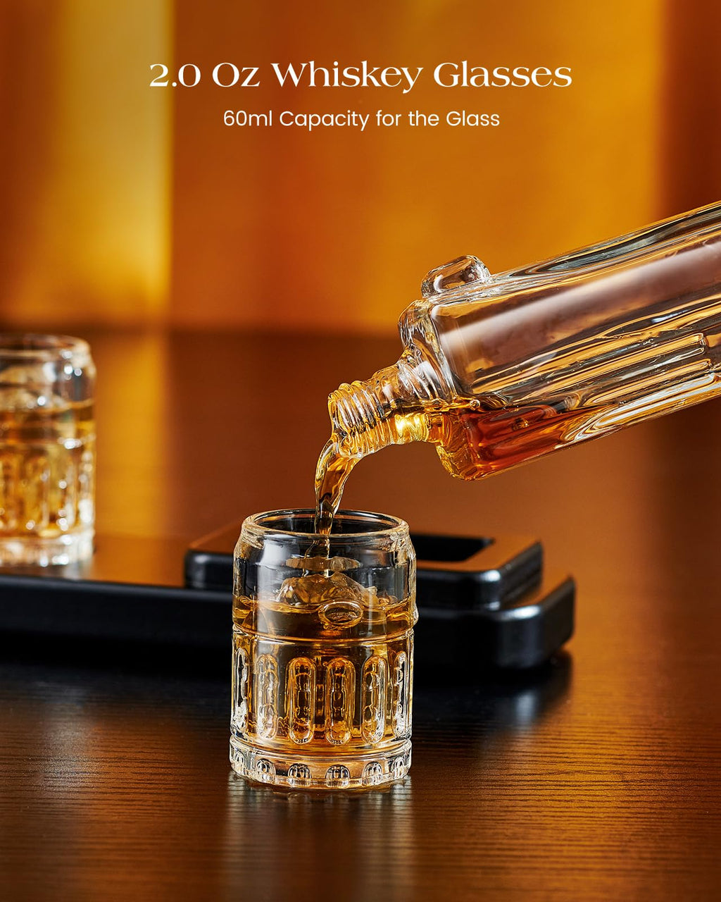 Kollea Gun Whiskey Decanter Set | 15oz Glass Dispenser with 2 Glasses