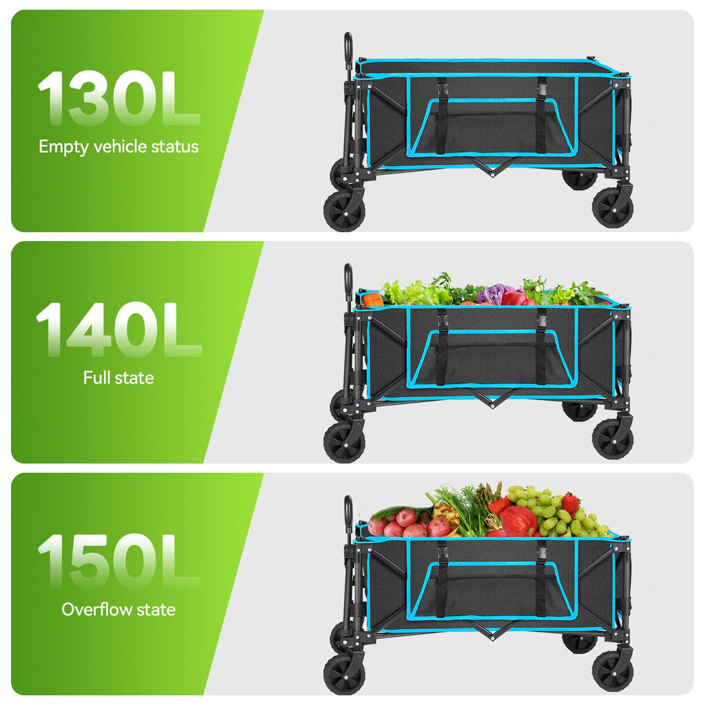 Jolof Store Heavy Duty Folding Wagon – 150L Foldable Camping Cart