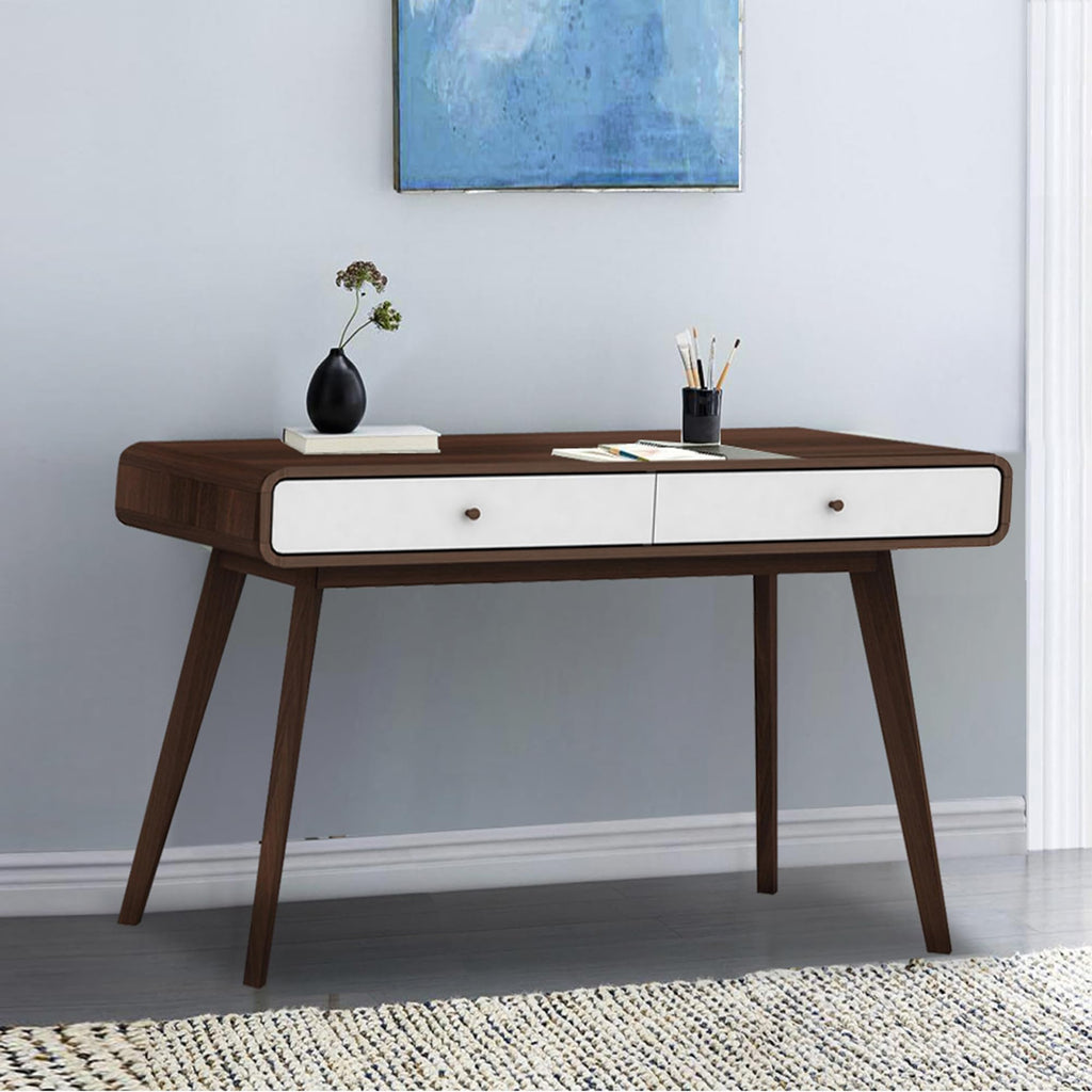 DHP Furniture Cassie Desk, Walnut White, 50x120x79cm DxWxH