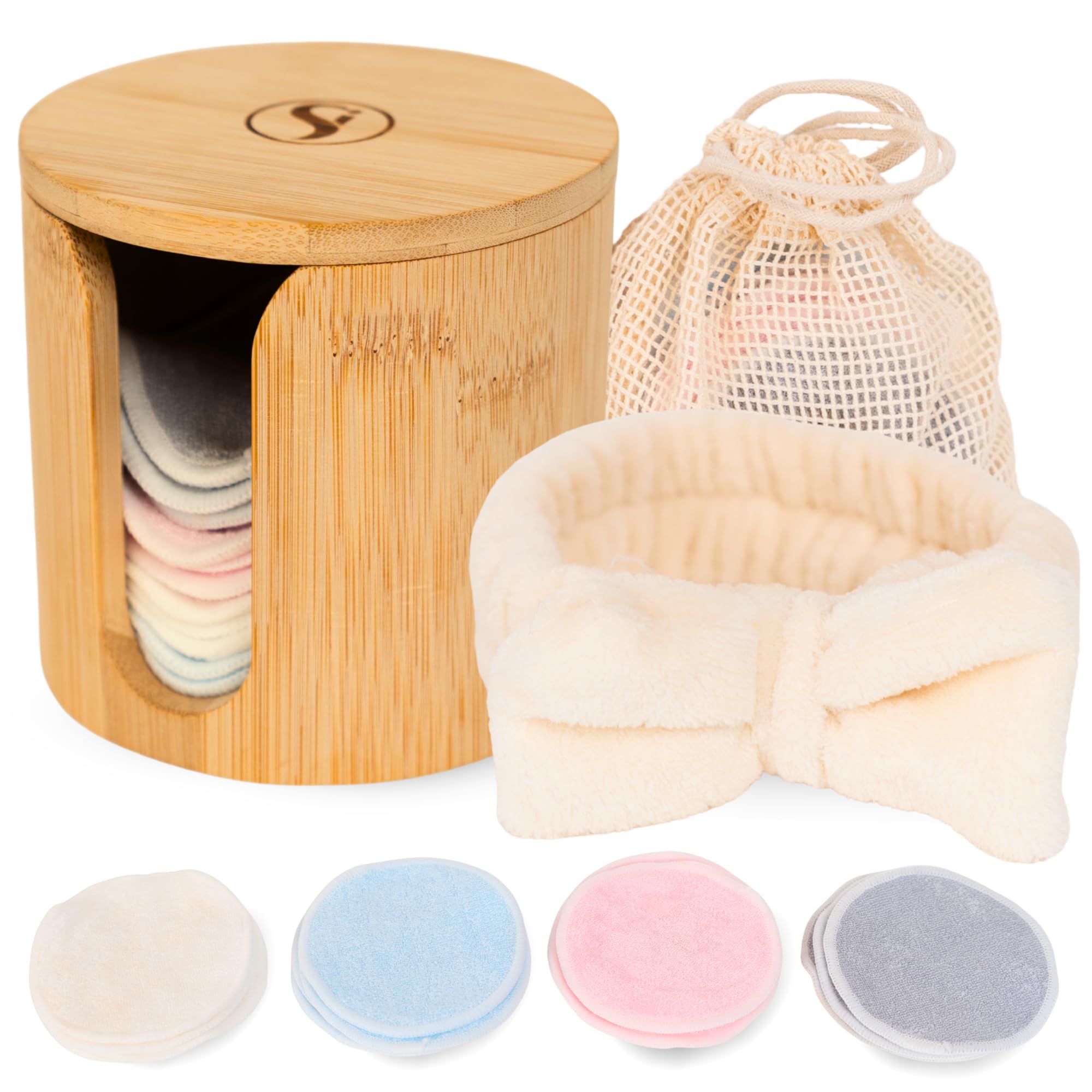 S&I Naturals Reusable Makeup Remover Pads - 16 Bamboo Cotton Rounds