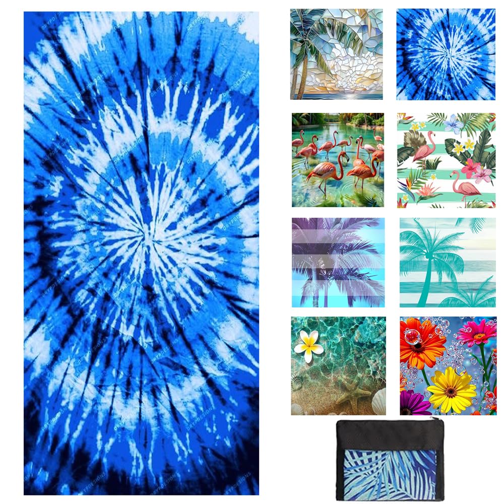 JAODFK Microfibre Beach Towel 71"X32" Quick Dry Lightweight Sand Free Extra Large Thin Blue Towels Travel Essentials For Adults Womens Swim Bath - image 1