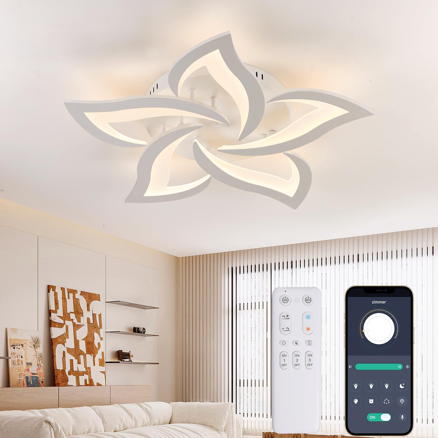 Modern Petal LED Ceiling Light – 24W Dimmable Acrylic Lamp