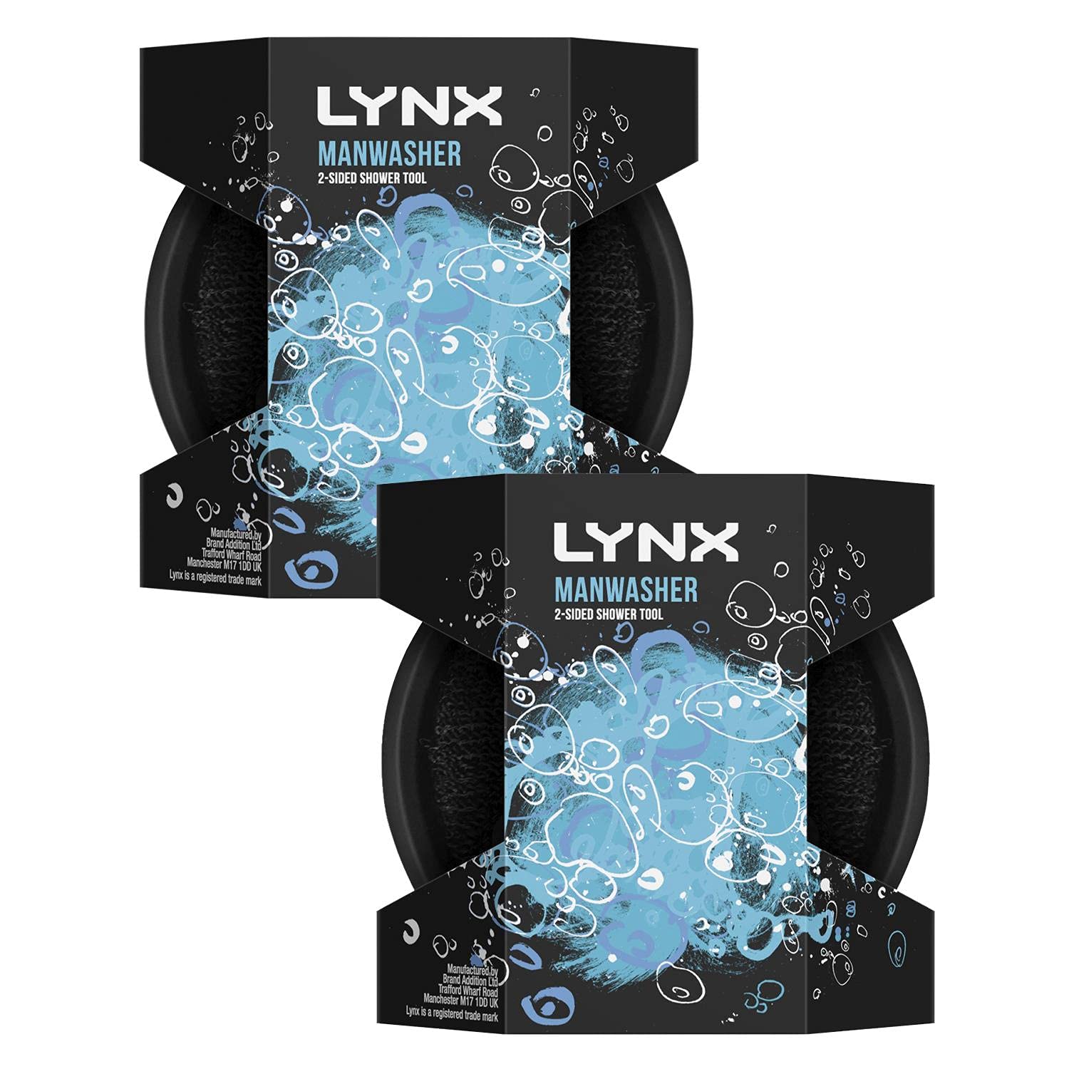 Lynx Manwasher Dual-Sided Shower Tool & Body Exfoliator - 2 Pack